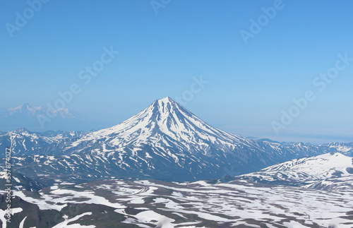 View from the slope of Gorely volcano on Vilyuchinsky / Vilyuchik volcano in august (Kamchatka Peninsula, Far East Russia) © prambuwesas
