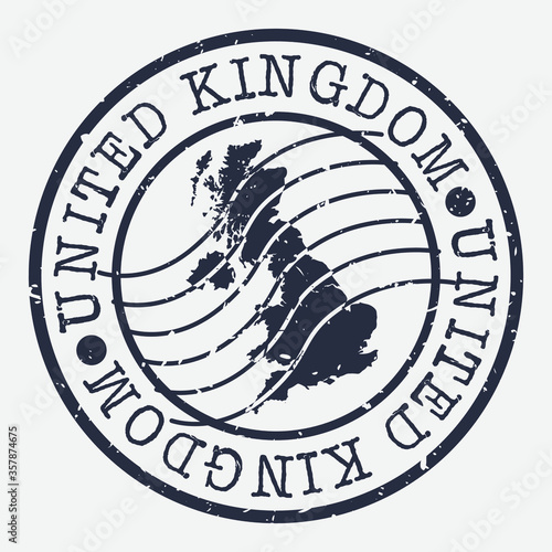 United Kingdom Stamp Postal. Map Silhouette Seal. Passport Round Design. Vector Icon. Design Retro Travel.