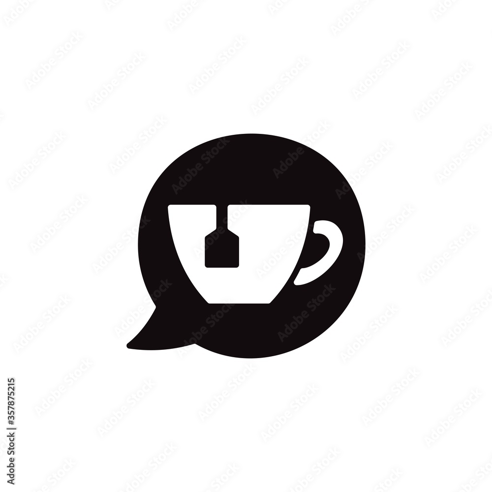 Tea chat icon in line design style. Coffee break symbol. Tea chat icon in line design style. Coffee break symbol.