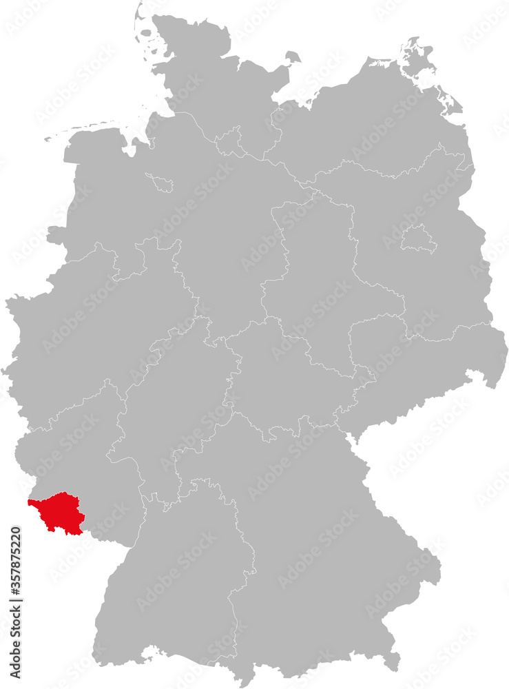 Fototapeta premium Saarland state isolated on Germany map. Business concepts and backgrounds.