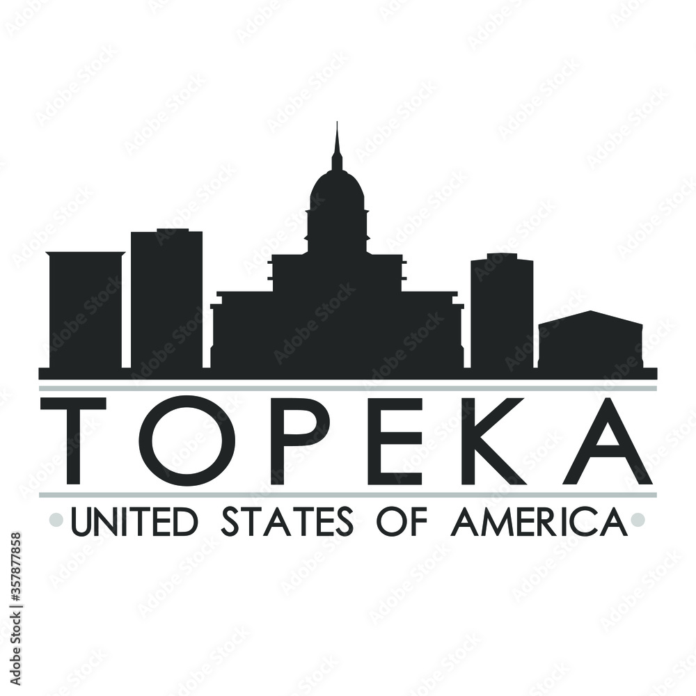 Obraz premium Topeka Skyline Silhouette Design City Vector Art Famous Buildings