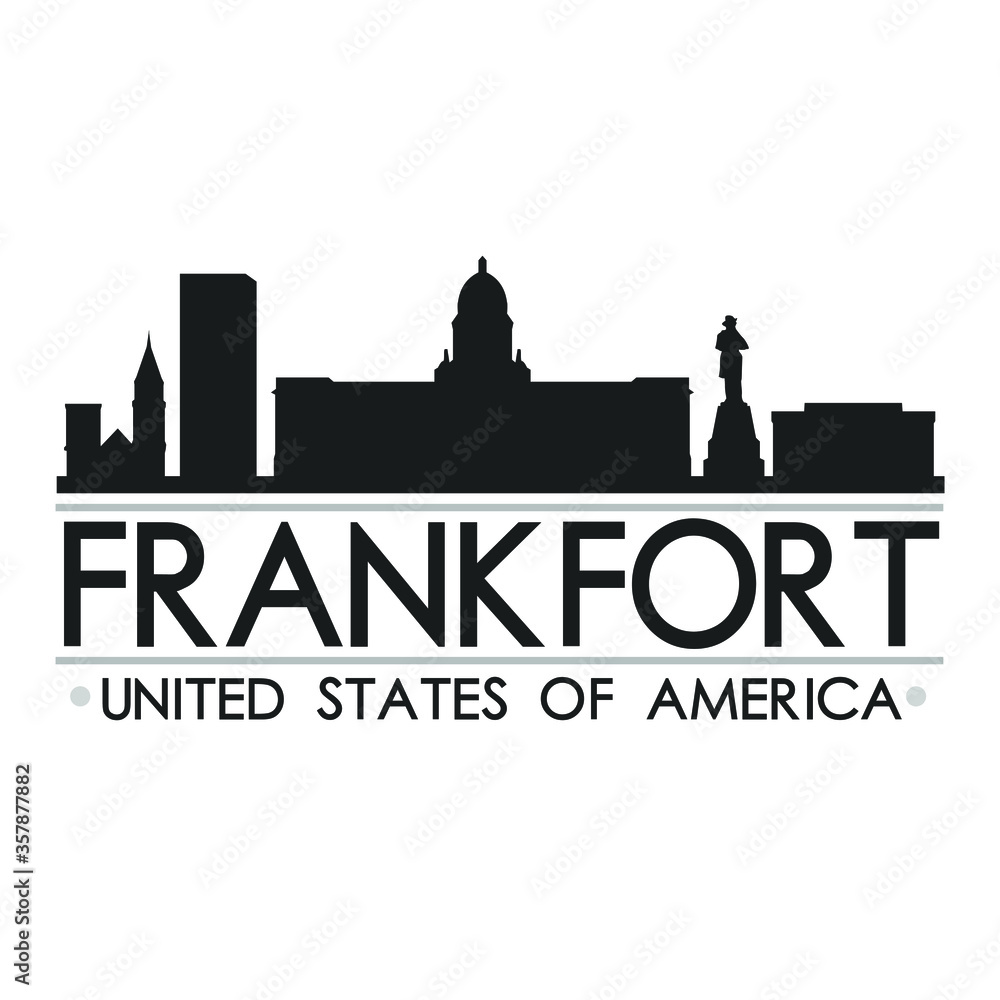 Obraz premium Frankfort Skyline Silhouette Design City Vector Art Famous Buildings