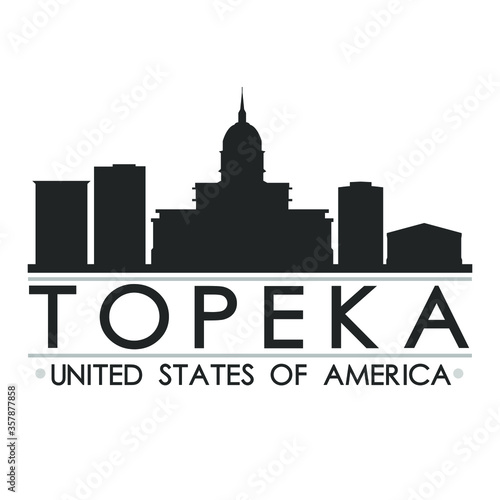 Topeka Skyline Silhouette Design City Vector Art Famous Buildings