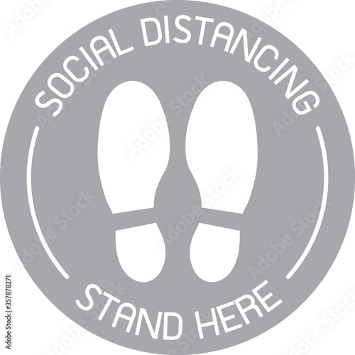 Vector of  Gray CAUTION Practice Social Distancing sign and symbols for People stand