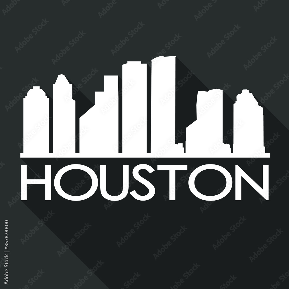Fototapeta premium Houston Flat Icon Skyline Silhouette Design City Vector Art Famous Buildings