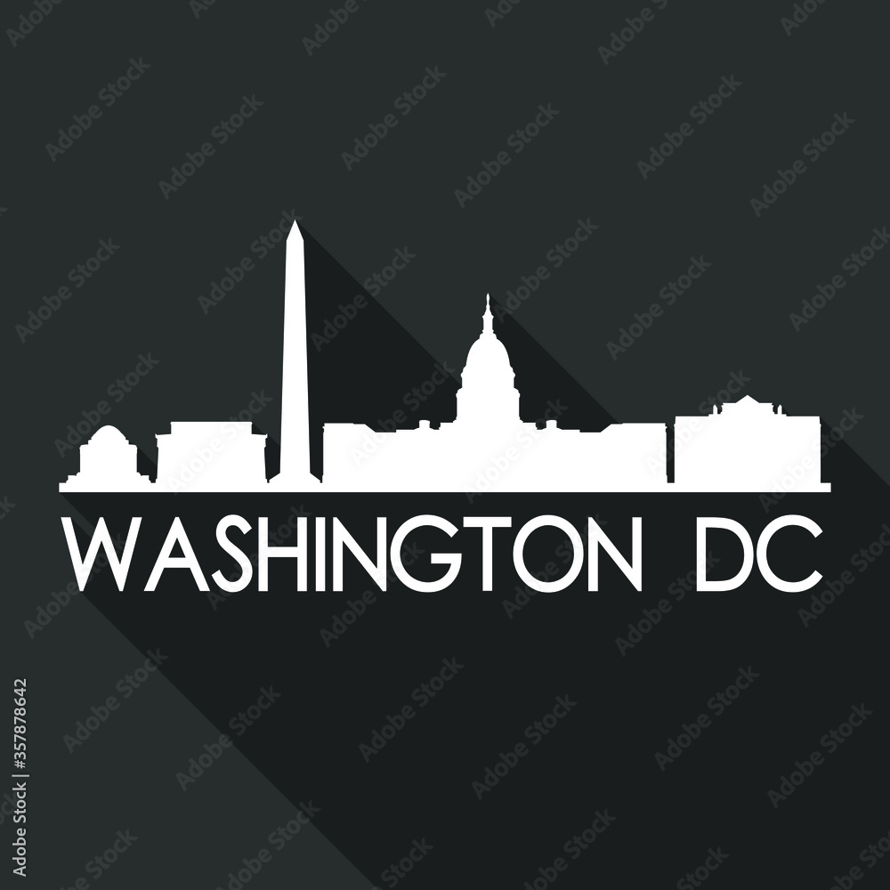 Washington DC Flat Icon Skyline Silhouette Design City Vector Art Famous Buildings