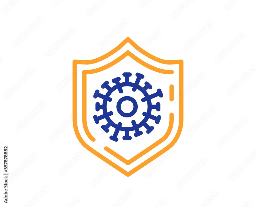 Coronavirus protection line icon. Covid-19 pandemic virus sign. Corona virus symbol. Colorful thin line outline concept. Linear style coronavirus protection icon. Editable stroke. Vector Coronavirus protection line icon. Covid-19 pandemic virus sign. Corona virus symbol. Colorful thin line outline concept. Linear style coronavirus protection icon. Editable stroke. Vector