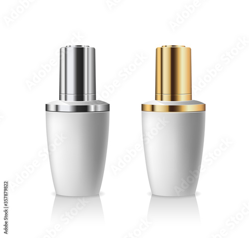 Dropper Bottles products, silver and gold bottle cap collections design on white background, Vector illustration