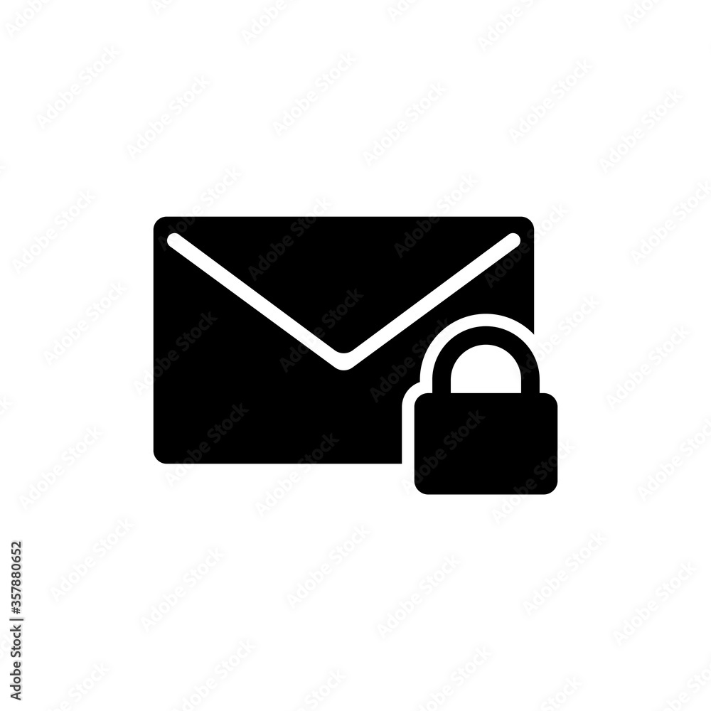 Secure Letter Lock, Protection Mail. Flat Vector Icon illustration. Simple black symbol on white background. Secure Letter Lock, Protection Mail sign design template for web and mobile UI element. Secure Letter Lock, Protection Mail. Flat Vector Icon illustration. Simple black symbol on white background. Secure Letter Lock, Protection Mail sign design template for web and mobile UI element.