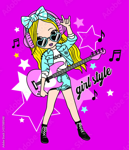 CHICA TOCANDO ROCK GUITARRA 