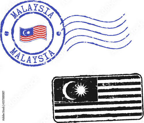 Two postal grunge stamps 'MALAYSIA'.