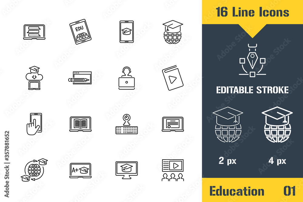 Online education, Brain Training. Thin line icon - Outline flat vector illustration. Editable stroke pictogram. Premium quality graphics concept for web, logo, branding, ui, ux design, infographics Online education, Brain Training. Thin line icon - Outline flat vector illustration. Editable stroke pictogram. Premium quality graphics concept for web, logo, branding, ui, ux design, infographics