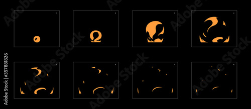 Dust explosion effect. Explosion animation effect. Animation sprite sheet for games, cartoon or animation. vector style animation effect 1183.