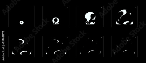 Explosion Smoke effect. Explosion Animation effect. Animation Sprite sheet for games, cartoon or animation. vector style animation effect 1181.