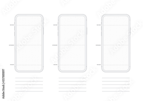 Mobile Phone Wireframe Dotted App Mockup Template
