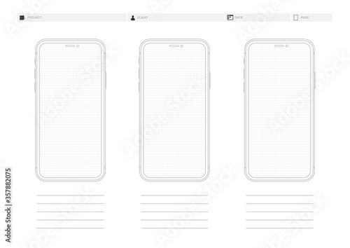 Mobile Phone Wireframe Dotted App Mockup Template