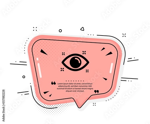 Health eye icon. Quote speech bubble. Oculist clinic sign. Optometry vision symbol. Quotation marks. Classic health eye icon. Vector