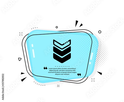 Shoulder strap icon. Quote speech bubble. Army reward sign. Best rank symbol. Quotation marks. Classic shoulder strap icon. Vector