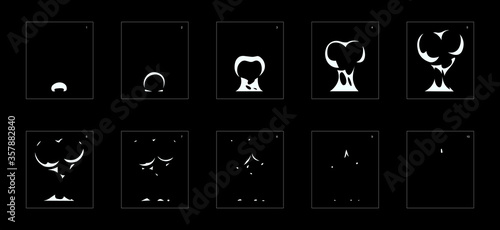Explosion Smoke effect. Explosion Animation effect. Animation Sprite sheet for games, cartoon or animation. vector style animation effect 1199.