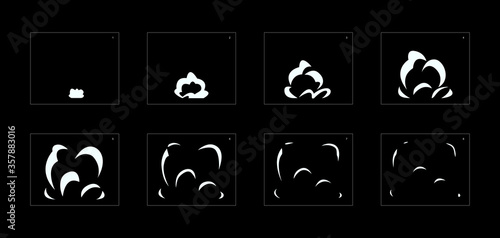 Explosion Smoke effect. Explosion Animation effect. Animation Sprite sheet for games, cartoon or animation. vector style animation effect 1205.