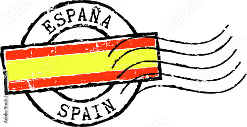 Postal grunge stamp 'SPAIN'. Spanish and english inscription.