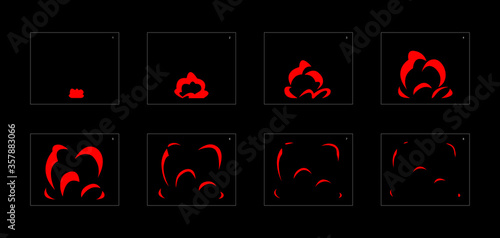 Fire explosion effect. Explosion Animation effect. Animation Sprite sheet for games, cartoon or animation. vector style animation effect 1208.