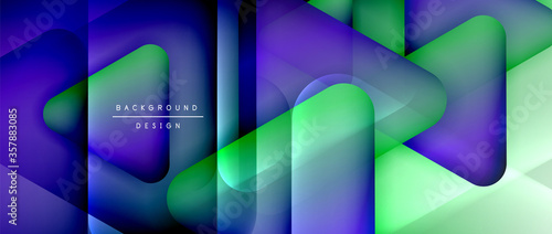 Triangle shapes geometric abstract background. 3D shadow effects and fluid gradients. Modern overlapping forms wallpaper for your text message