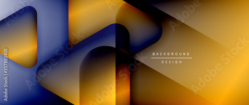 Triangle shapes geometric abstract background. 3D shadow effects and fluid gradients. Modern overlapping forms wallpaper for your text message