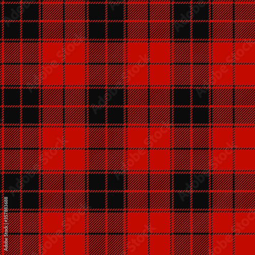 Tartan (plaid) seamless pattern. Red and black color.