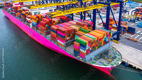 Wallpaper Mural Container cargo ship, Freight shipping maritime vessel, Global business import export commerce trade logistic and transportation oversea worldwide by container cargo ship boat in the open sea. Torontodigital.ca