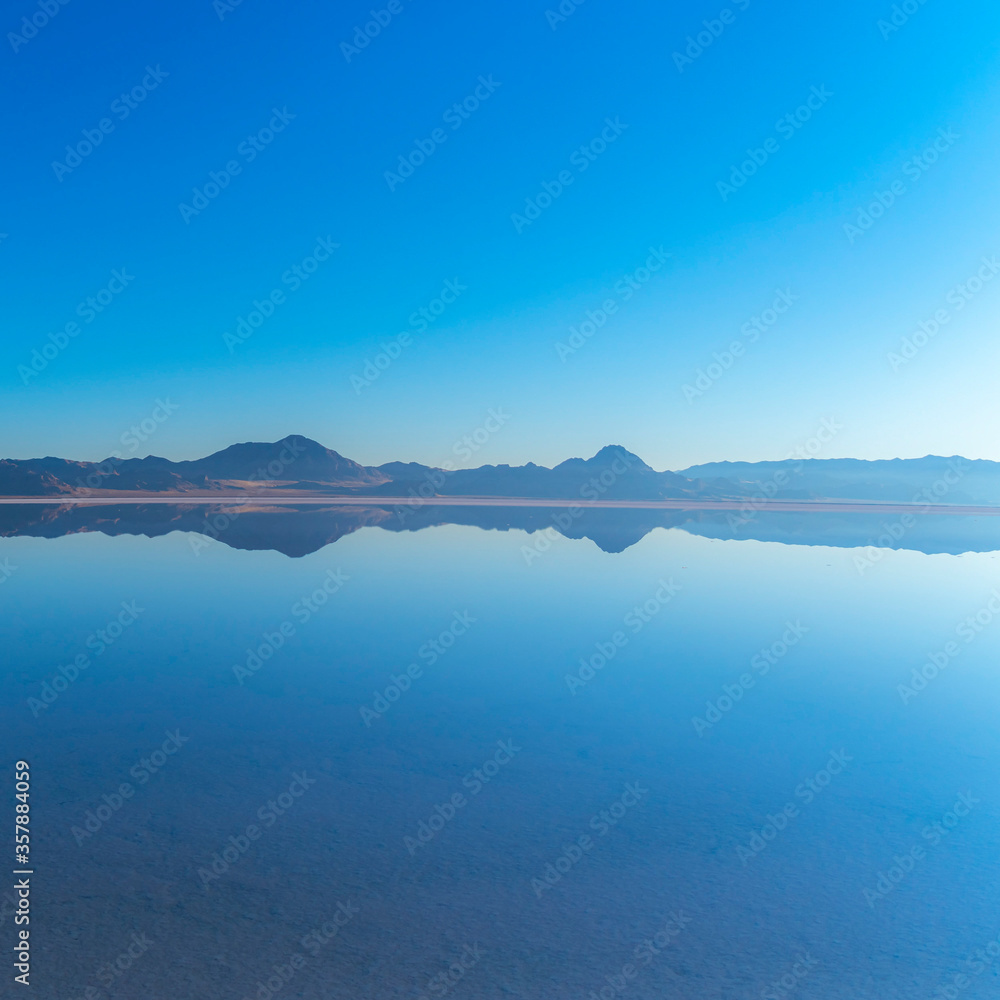 Square Blue sky reflected in Bonnievale Salt Flats, Utah
