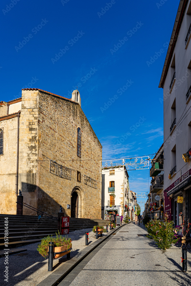 Old town of Argeles sur Mer France, a popular resort town on Mediterranean sea.