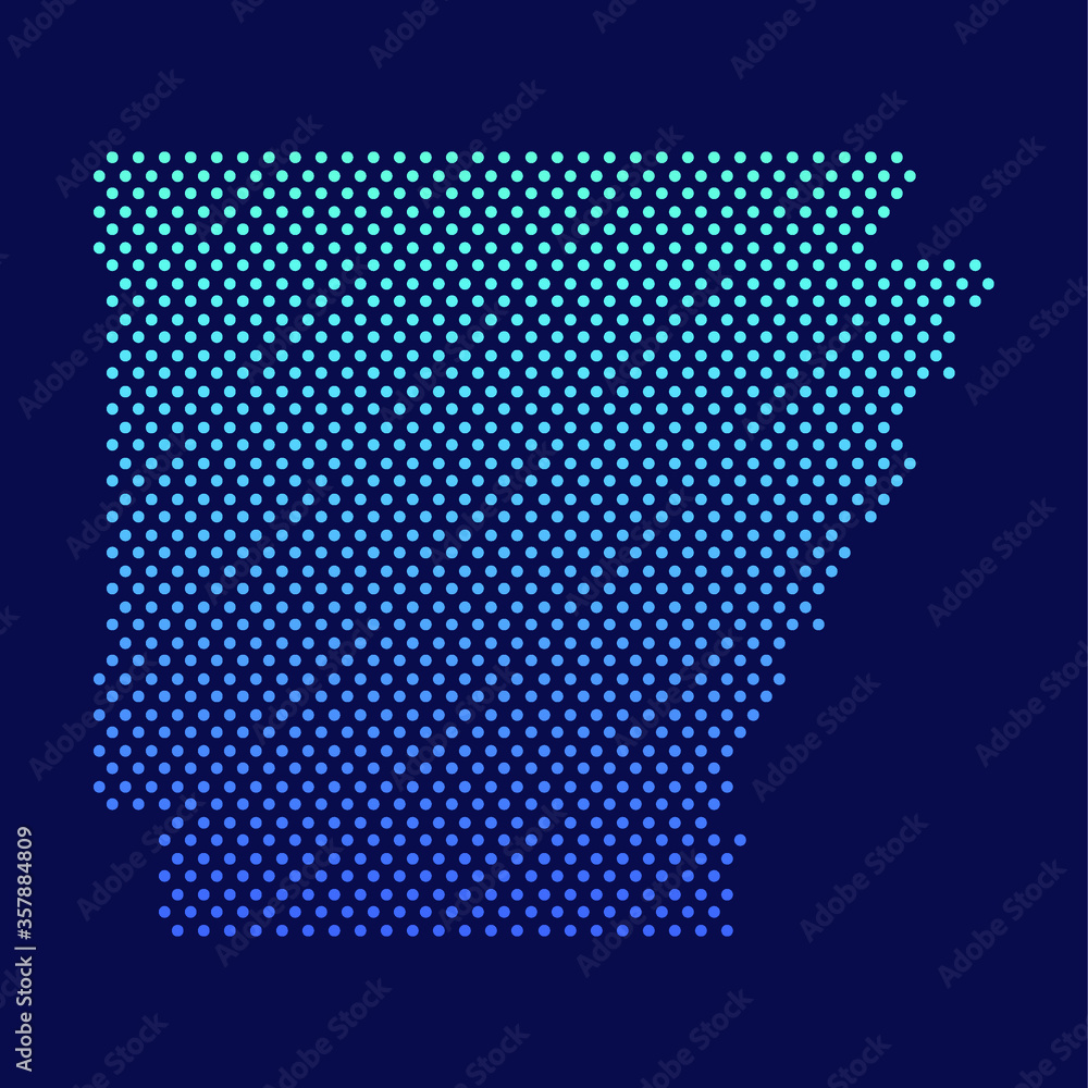 Arkansas Dotted Map Vector Round Design Gradient Art