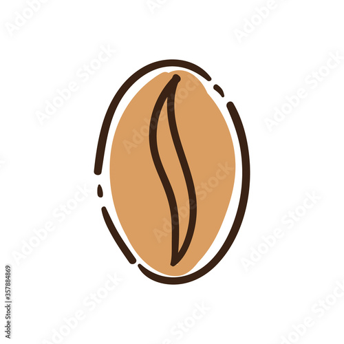 Grain of coffee doodle icon.