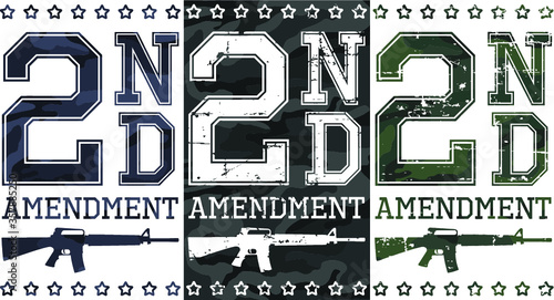 Second amendment (US constitution) artworks for t-shirt, posters... Camouflage and grunge textures.