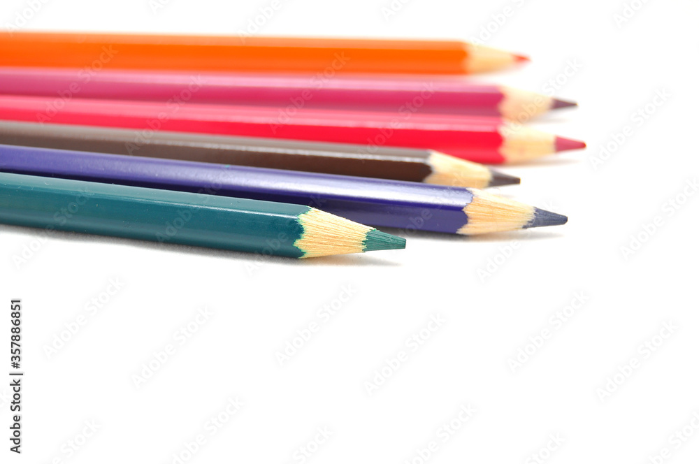 Pencils сolored on a white background close up Pencils сolored on a white background close up