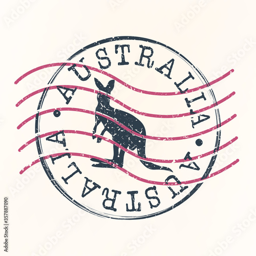 Australia Stamp Postal. Silhouette Seal. Passport Round Design. Vector Icon. Design Retro Travel. National Symbol.