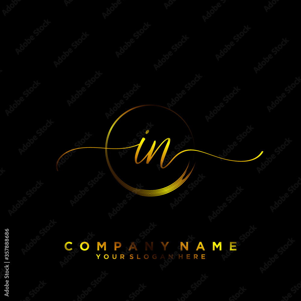 IN Initial handwriting logo vector IN Initial handwriting logo vector