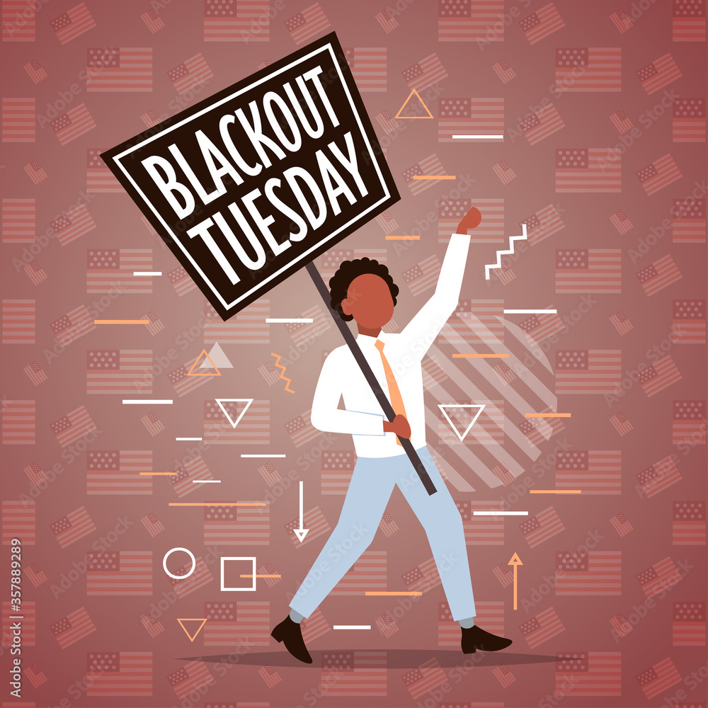 african american man holding blackout tuesday banner black lives matter ...