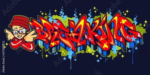 Abstract Hiphop Graffiti Style Word Breaking Vector Typography Illustration