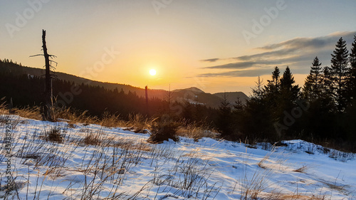 Leaota Mountains, Romania, sunset in the mountains photo