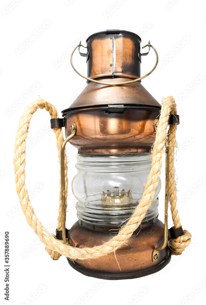 Kerosene lamp isolated on white background.