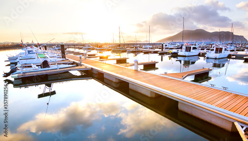 Harbor of Laredo at sunset. Cantabria (Spain). photo