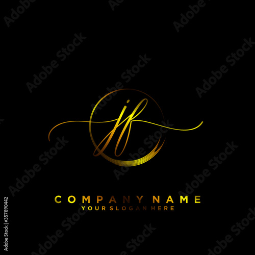 JF Initial handwriting logo vector
