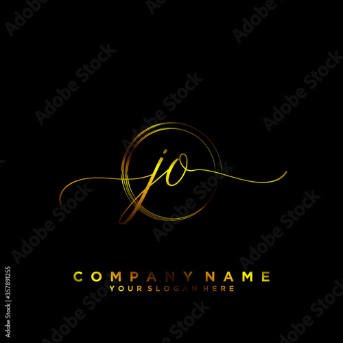 JO Initial handwriting logo vector