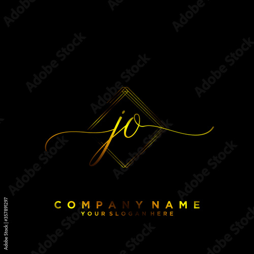 JO Initial handwriting logo vector