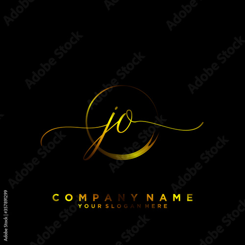 JO Initial handwriting logo vector