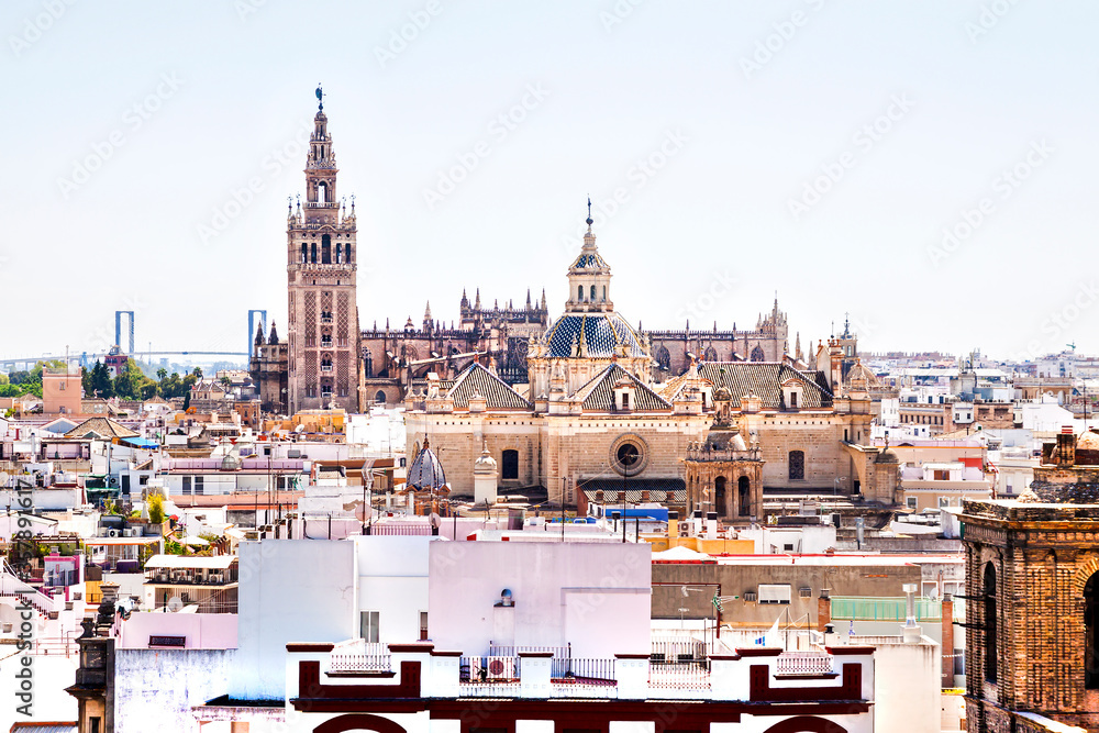 Seville view from the Metropol parasol. Andalusia, Spain.