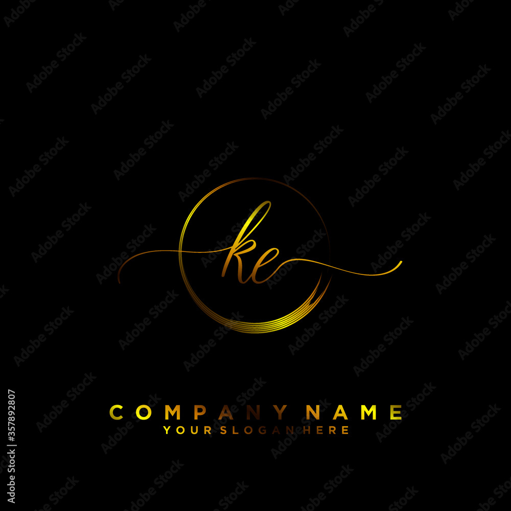 KE Initial handwriting logo vector KE Initial handwriting logo vector