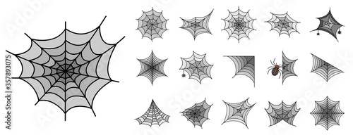 Spider icon set. Outline set of spider vector icons thin line color flat isolated on white